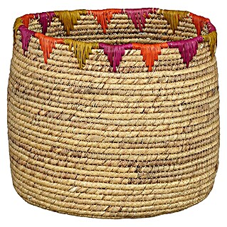 Cubremaceta redondo Finn (Dimensiones externas (Ø x Al): 24 x 21 cm, Natural/Rojo, Materiales naturales)