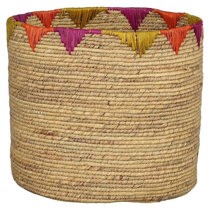 Cubremaceta redondo Finn (Dimensiones externas (Ø x Al): 31 x 33 cm, Natural/Rojo, Materiales naturales) | BAUHAUS