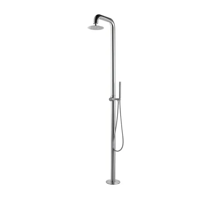 GardWell Pooldusche Sensation - Höhe: 220 cm, Edelstahl, Silber - Freistehende Außendusche aus Edelstahl mit Handbrause. Die ideale Dusche für Garten, Pool oder Terrasse.