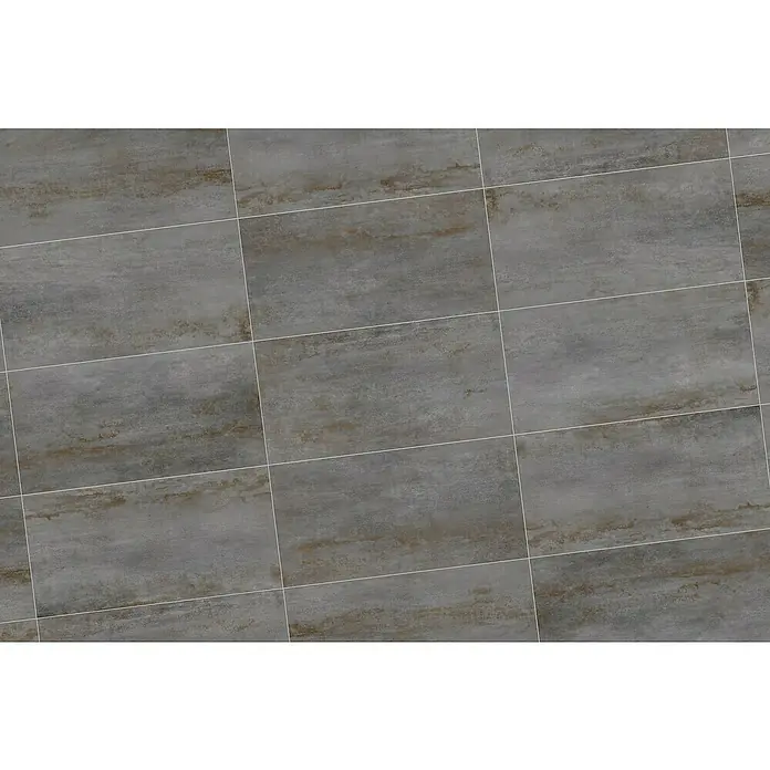 Feinsteinzeugfliese Allora - 30 x 60,4 cm, Grau, Matt - Nahaufnahme von grauen Bodenfliesen mit einem rustikalen Finish, die ein modernes und doch warmes Ambiente schaffen.