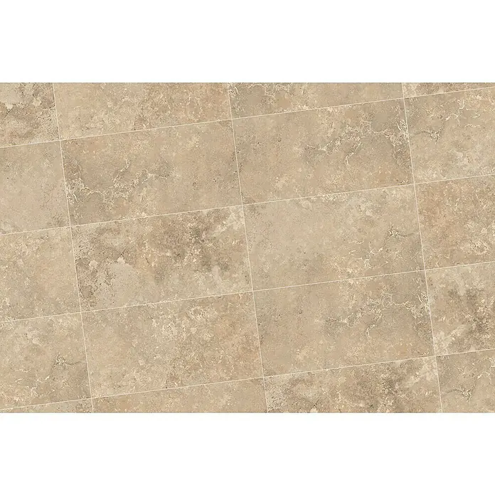 Feinsteinzeugfliese Tivoli Stone - 29,7 x 59,7 cm, Stärke: 7 mm, Shell, Matt - Nahaufnahme von beigen Bodenfliesen mit einem marmorierten Aussehen, die eine elegante und strapazierfähige Bodenlösung für Innenräume bieten.
