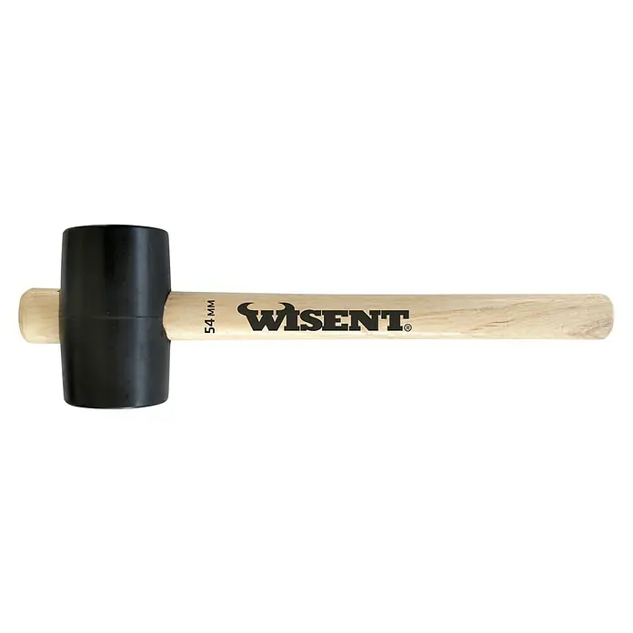 Wisent Gummihammer - Durchmesser Kopf: 51 mm - Ein schwarzer Schonhammer der Marke Wisent mit Holzgriff, ideal für präzise Arbeiten ohne Beschädigungen.