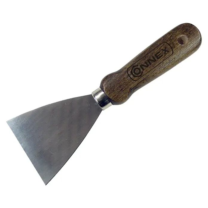 Connex Espátula de impacto corta - Ancho de hoja: 70 mm, Material empuñadura: Madera - Una espátula marca Connex con mango de madera, ideal para bricolaje y trabajos de pintura. Esta herramienta es robusta y duradera.