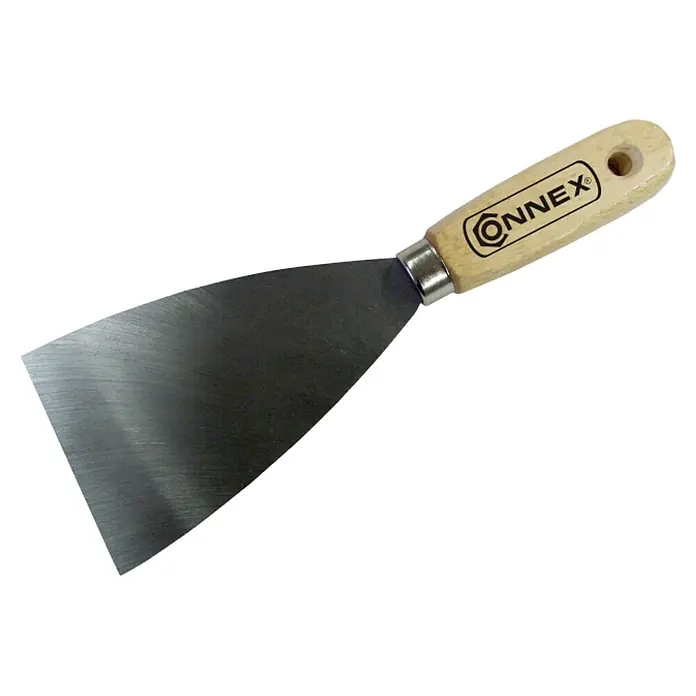 Connex Espátula de pintor - Anchura de hoja: 100 mm, Material empuñadura: Madera, Beige - Espátula de la marca CONNEX con hoja de metal y mango de madera para diversas tareas de pintura y renovación.