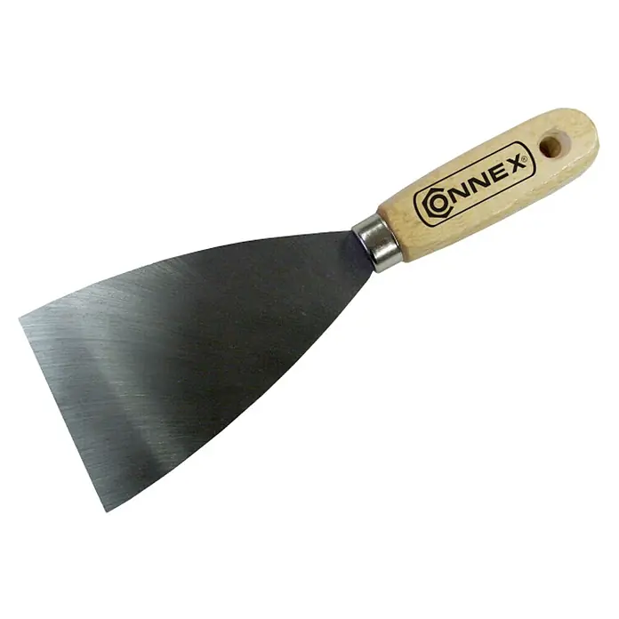 Connex Espátula de pintor - Anchura de hoja: 80 mm, Material empuñadura: Madera, Beige - Espátula Connex con mango de madera para trabajos de bricolaje y pintura. Ideal para alisar superficies y aplicar masilla.