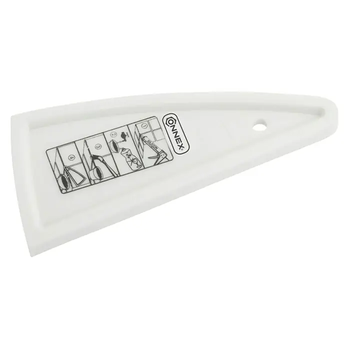 Connex Espátula para juntas de silicona - L x An: 140 x 60 mm, Plástico - Acabador de juntas de silicona Connex blanco, triangular con instrucciones. Ideal para alisar juntas de silicona en baño o cocina de forma fácil y precisa.