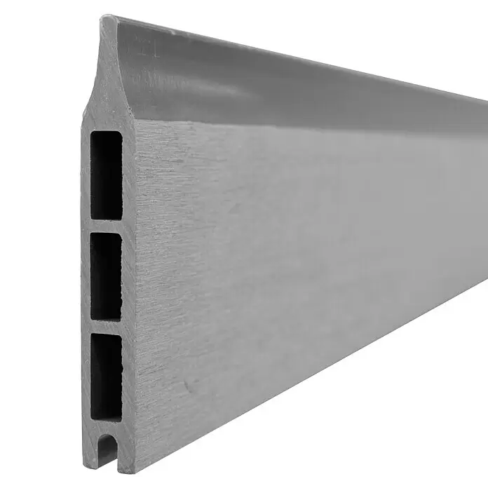 T & J Sichtschutzelement Wollbach - 175 x 180 cm, Grau - Graues Verbundprofil mit texturierter Oberfläche und inneren Hohlkammern, mit geformter Kante.