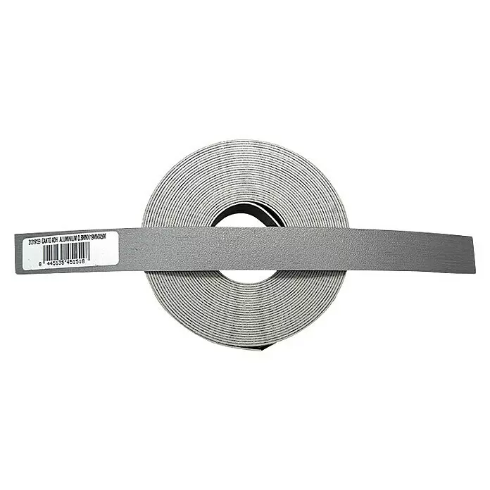 Canto de PVC autoadhesivo - Largo: 5 m, Plata - Rollo de cinta adhesiva de aluminio texturizada gris claro, 0,8mmx19mmx5m.
