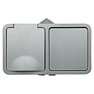Voltomat Blueline Combinación de interruptores para estancias con humedad (Gris, Alineación de los mecanismos: Horizontal, Montaje en superficie, IP54)