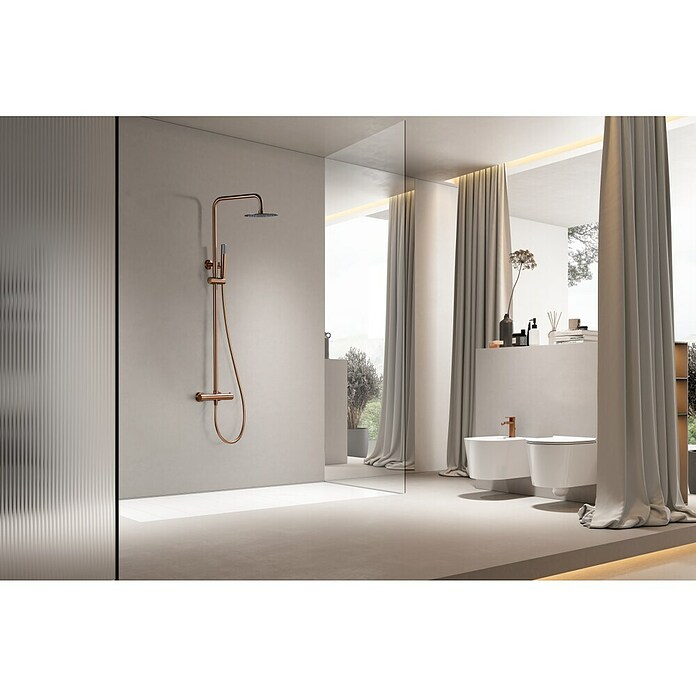 Imex Génova Sistema de ducha (Grifo termostático, Oro rosa) | BAUHAUS