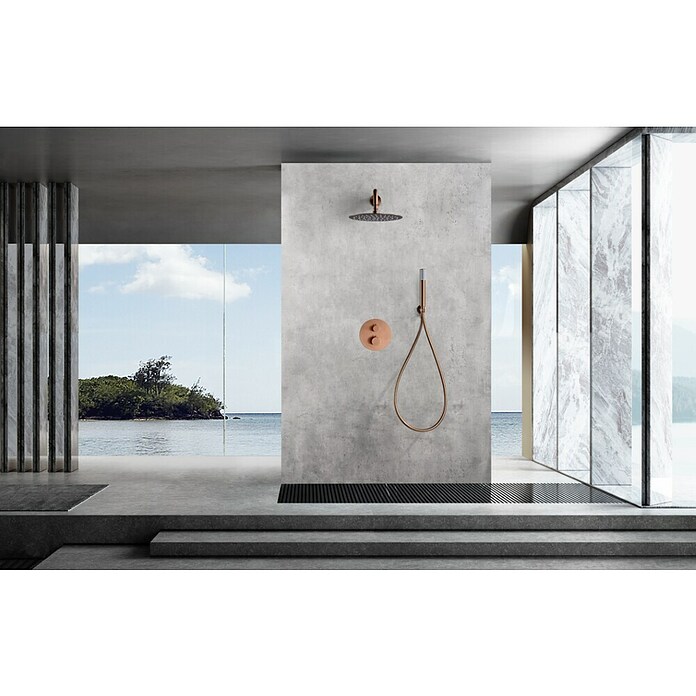Imex Génova Sistema de ducha empotrado (Cartucho del termostato, Oro rosa) | BAUHAUS