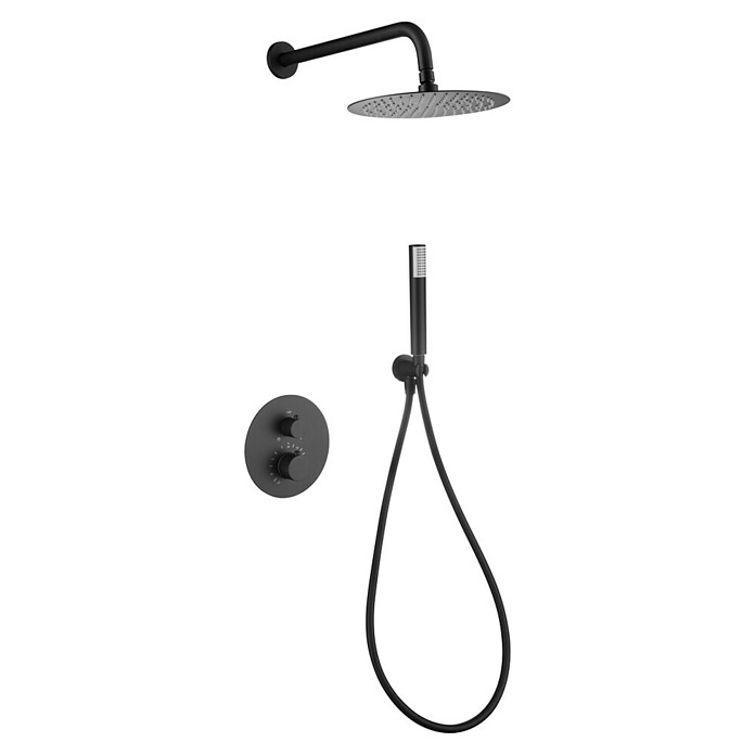 Imex Génova Sistema de ducha empotrado (Cartucho del termostato, Negro) | BAUHAUS