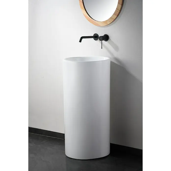 Imex Génova Grifo de lavabo empotrado - Negro - Elegante lavabo independiente con grifo y espejo. El diseño sencillo en blanco y negro añade un toque moderno al baño.