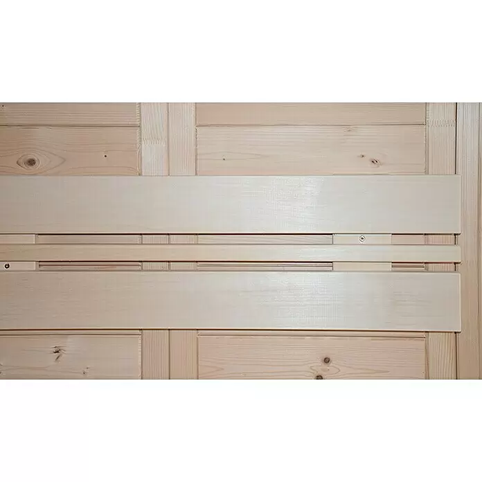 Eilo Sauna-Rückenlehne - 23,3 x 40 cm, Espe - Helle Saunawand aus Holz mit horizontaler Lattenrückenlehne.