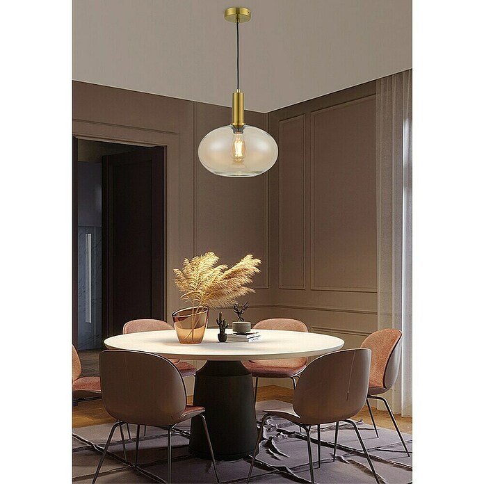 Lámpara colgante redonda (Ø x Al: 30 x 150 cm, Ámbar, E27) | BAUHAUS