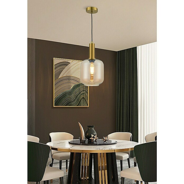 Lámpara colgante redonda (Ø x Al: 20 x 150 cm, Ámbar, E27) | BAUHAUS