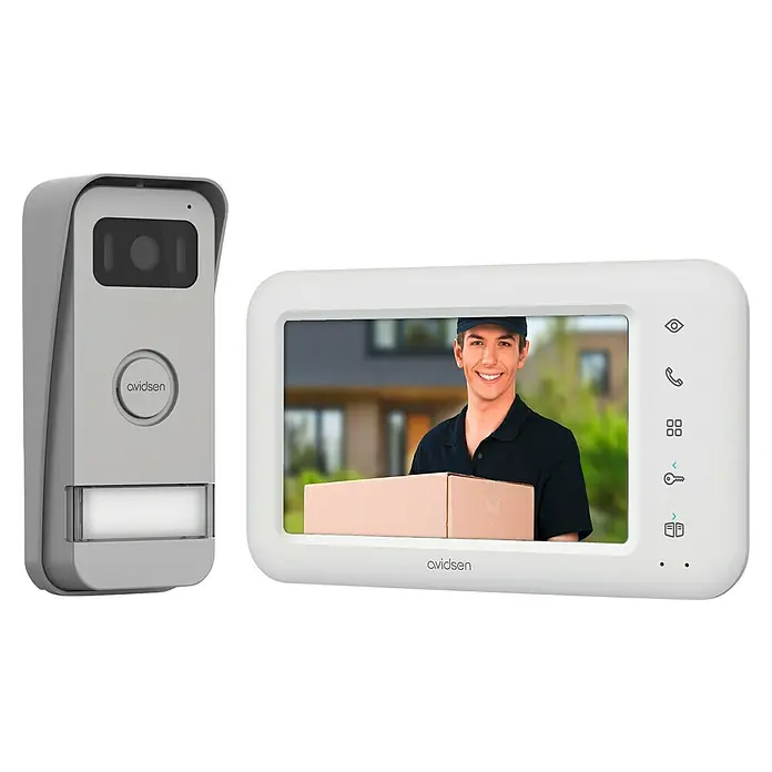 Avidsen Türklingel mit Kamera Smarte Video Türsprechanlage Elia - Weiß, Silber, 800 x 480 Pixel - Avidsen Video-Türsprechanlage mit Aussen- und Inneneinheit für eine sichere und bequeme Überwachung Ihres Hauseingangs.