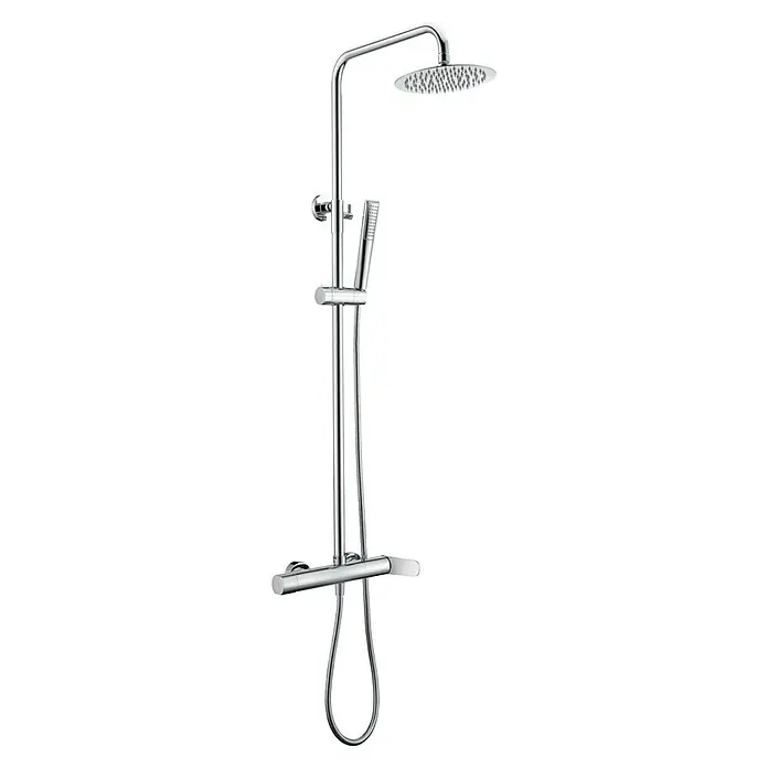 Imex Dinamarca Sistema de ducha - Grifo monomando, Cromo - Columna de ducha con rociador y teleducha, diseño cromado para baños modernos. Elegante conjunto de ducha para una experiencia relajante.