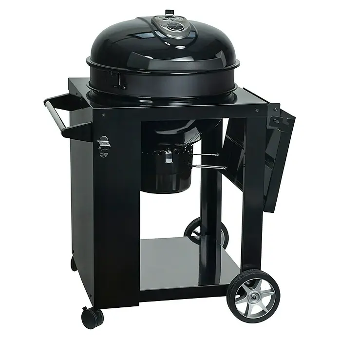 Kingstone Kugelgrill Sunset mit Grillwagen - Durchmesser Grillfläche: 55 cm, Schwarz - Schwarzer Kugelgrill mit praktischem Unterwagen für den Garten oder die Terrasse. Ideal zum Grillen im Freien und einfachem Transport.