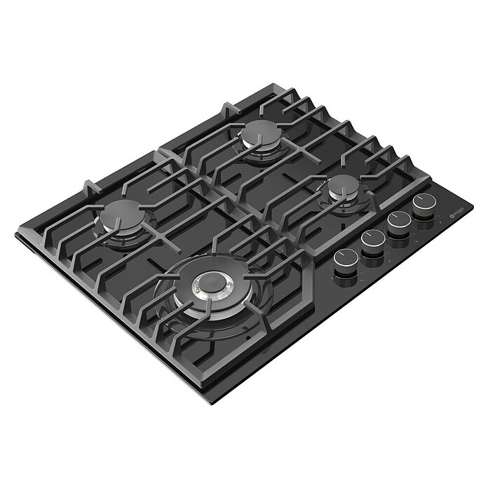Wiggo Kookplaat Inbouw Gas WH-G634GL-B (Zwart, l x b x h: 60 x 60 x 8,5 cm) | BAUHAUS