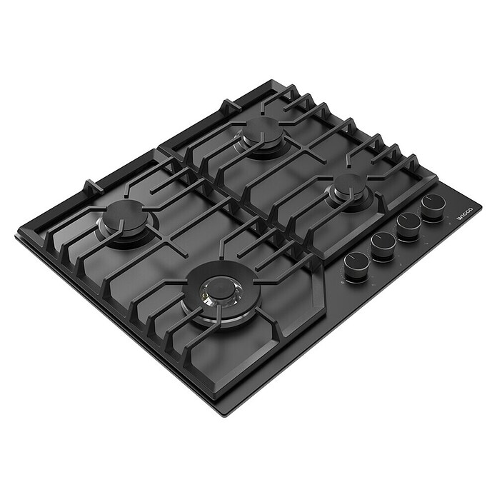 Wiggo Kookplaat Inbouw Gas WH-G634RL(B) (Zwart, l x b x h: 60 x 60 x 8,5 cm) | BAUHAUS