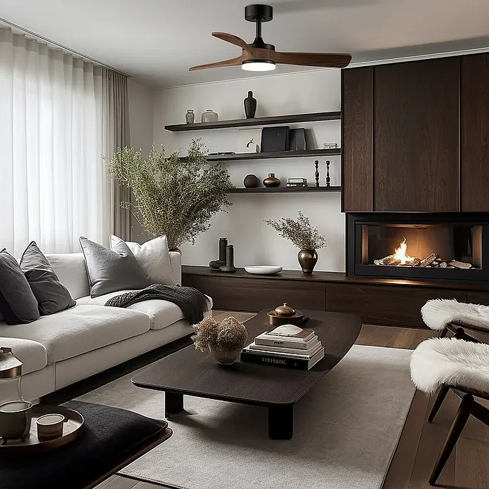 Sulion Ventilador de techo Havana - Marrón, 112 cm, 20 W, Blanco cálido - Salón con ventilador de techo con aspas de madera e iluminación integrada, elegante y moderno.