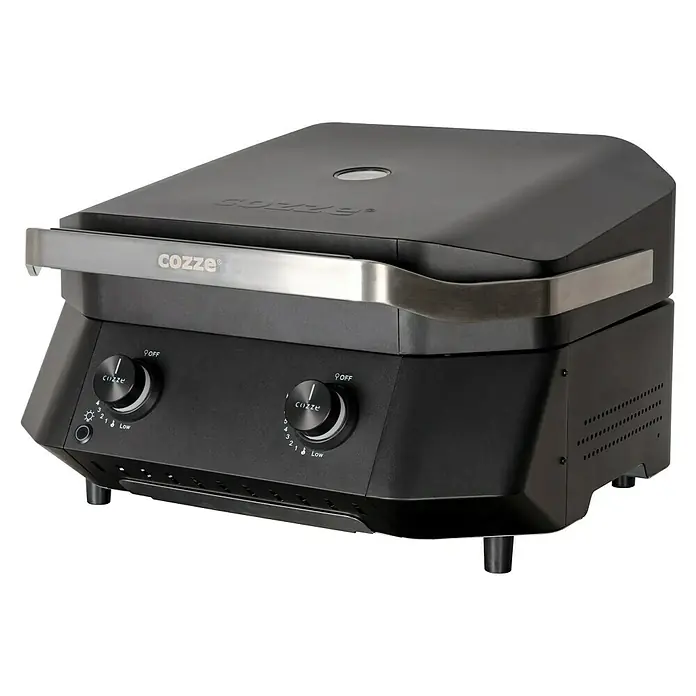 Cozze Plancha-Grill G 500 - Grillfläche (B x T): 53,5 x 41,8 cm, 5 kW, Schwarz - Cozze Pizzaofen: Kompakter, schwarzer Pizzaofen mit Bedienelementen und Edelstahlgriff für den Außenbereich. Ideal für Pizza-Liebhaber.