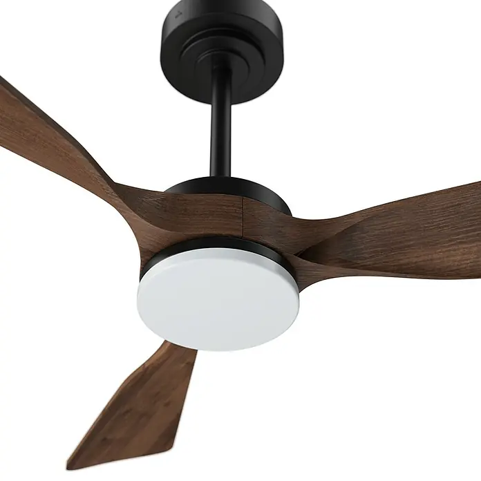 Sulion Ventilador de techo Havana - Marrón, 112 cm, 20 W, Blanco cálido - Un moderno ventilador de techo con tres aspas de madera y una luz LED integrada, ideal para iluminación y refrigeración.