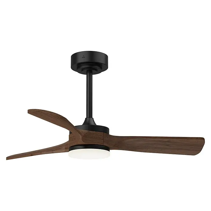 Sulion Ventilador de techo Havana - Marrón, 112 cm, 20 W, Blanco cálido - Ventilador de techo con tres aspas de madera e iluminación LED integrada para un ambiente agradable. Diseño elegante en negro y aspecto de madera.