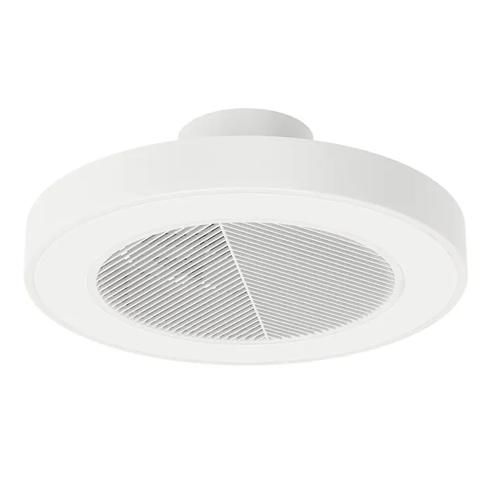 Sulion Ventilador de techo Leaf - Blanco, 50 cm, 26 W, Blanco cálido - Ventilador de techo redondo blanco con una rejilla de listones en el centro. El diseño de este aparato es elegante y moderno.