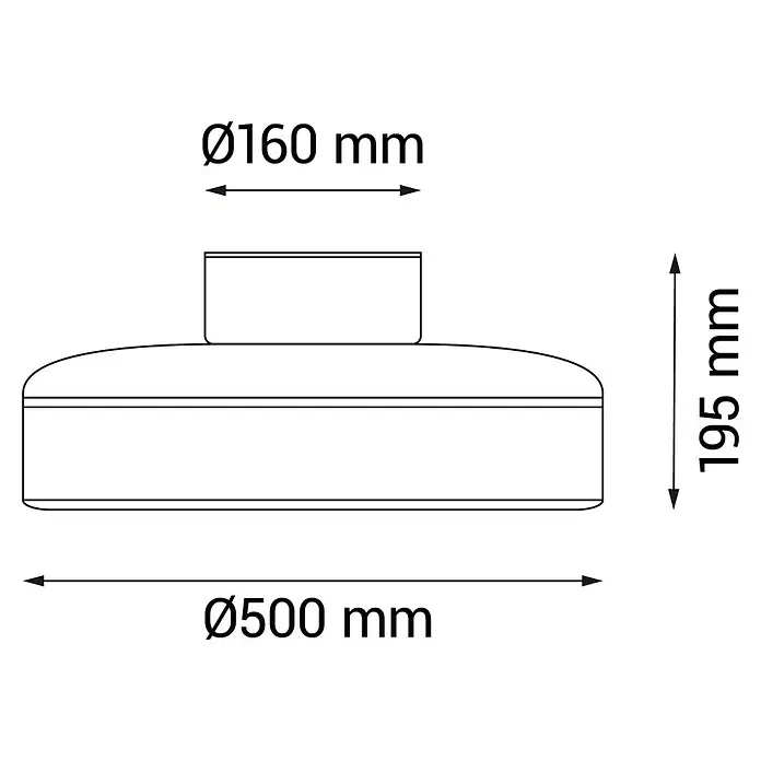 Sulion Ventilador de techo Leaf - Blanco, 50 cm, 26 W, Blanco cálido - Bosquejo de un producto con dimensiones de 160 mm y 2500 mm de ancho y 156 mm de alto. Ideal para dibujos técnicos.