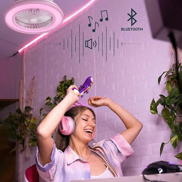 Sulion Ventilador de techo Robotto - Blanco, 48 cm, 20 W, Blanco cálido - Ventilador de techo inteligente con iluminación LED y función Bluetooth para un ambiente acogedor.