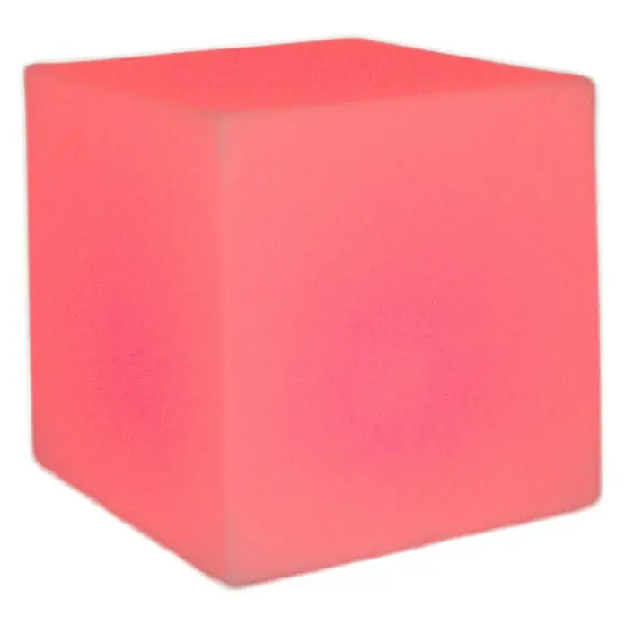 Starlux Cubo solar LED Gopi 32 - 32 x 32 x 32 cm - Cubo LED rosa iluminado, perfecto como luz ambiental o elemento decorativo para uso interior y exterior.