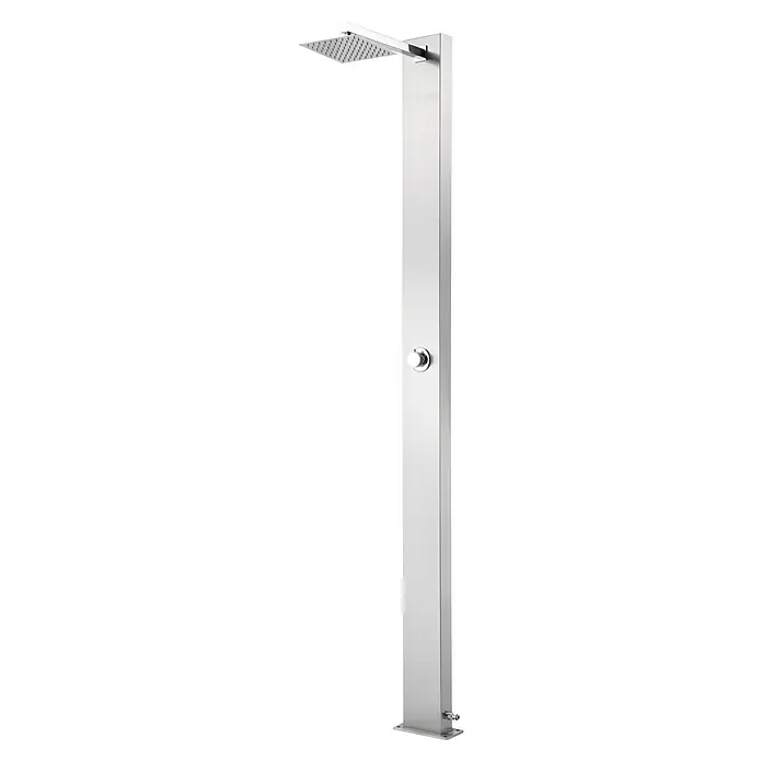 GardWell Ducha de piscina Motion - Altura: 210 cm, Acero inoxidable, Plata - Elegante panel de ducha de acero inoxidable con rociador cuadrado y control de temperatura para una experiencia de ducha lujosa.