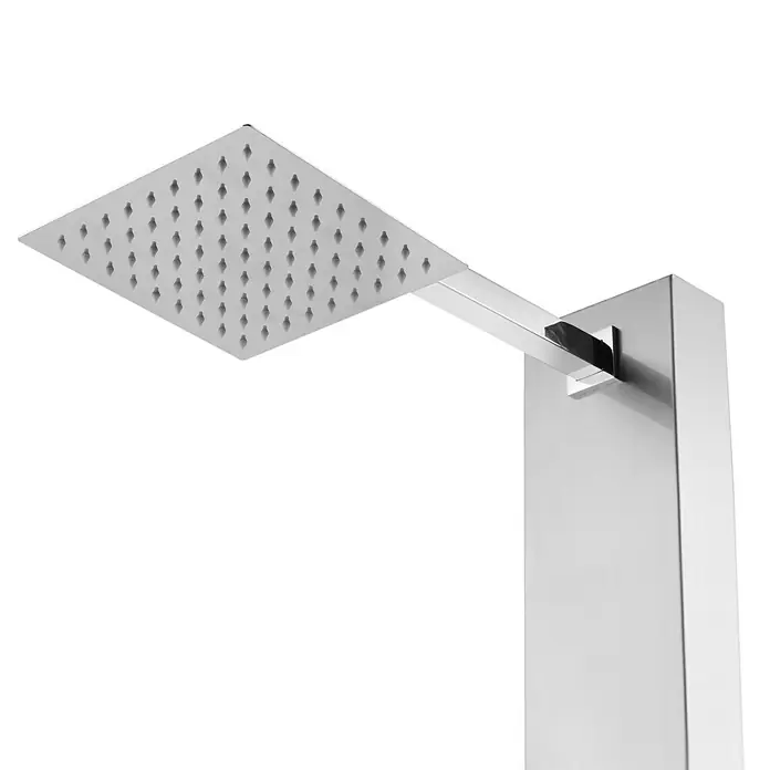 GardWell Pooldusche Motion - Höhe: 210 cm, Edelstahl, Silber - Abbildung eines eleganten, modernen Duschkopfs aus Edelstahl mit quadratischer Form und minimalistischem Design für ein luxuriöses Duscherlebnis.