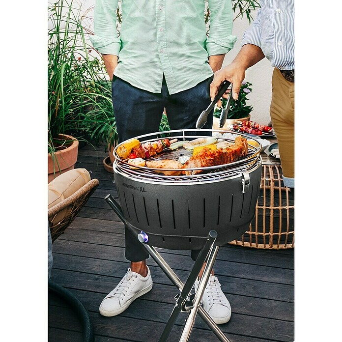 LotusGrill Raucharmer Holzkohlegrill XL (Anthrazit, Hauptgrillfläche: Ø 43 cm)