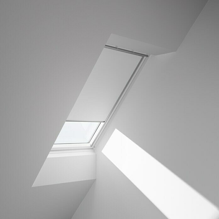 Velux Dachfensterrollo DKL Y87 1025SFarbe: Weiß - 1025S, Farbe Schiene: Aluminium, Manuell Front View