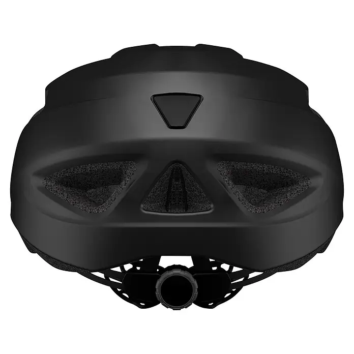 Abus Casco para bicicleta City - Tamaño: L 57 - 61 cm, Negro - Vista posterior de un casco de bicicleta negro con orificios de ventilación para una refrigeración óptima y mayor comodidad.