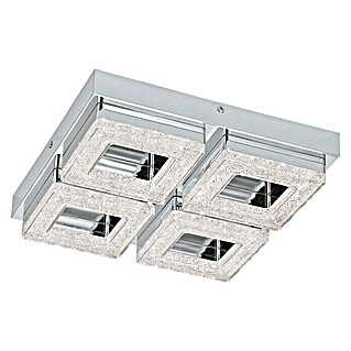 Eglo Plafón LED para pared y techo Fradello (L x An x Al: 28 cm x 280 mm x 6 cm, Plateado, Blanco cálido, Número de bombillas: 4 ud.)