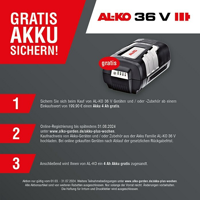 AL-KO Energy Flex Akku-Schneefräse ST4048 (40 V, Ohne Akku, Arbeitsbreite: 48 cm)