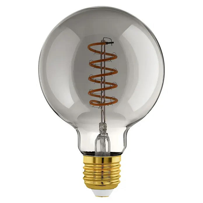 Eglo Bombilla LED - G95, No regulable, Blanco cálido, 100 lm, 4 W - Bombilla con filamento en espiral. La bombilla es clara y tiene una base dorada. Fuente de luz decorativa para iluminación ambiental.