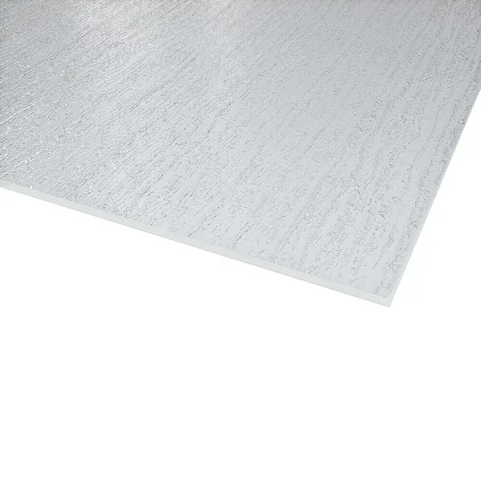 Kunstglas Türfüllung - 142 cm x 53,5 cm x 5 mm, Classic, Polystyrol - Nahaufnahme einer weißen, strukturierten Plexiglasplatte, die ein modernes und elegantes Erscheinungsbild bietet.