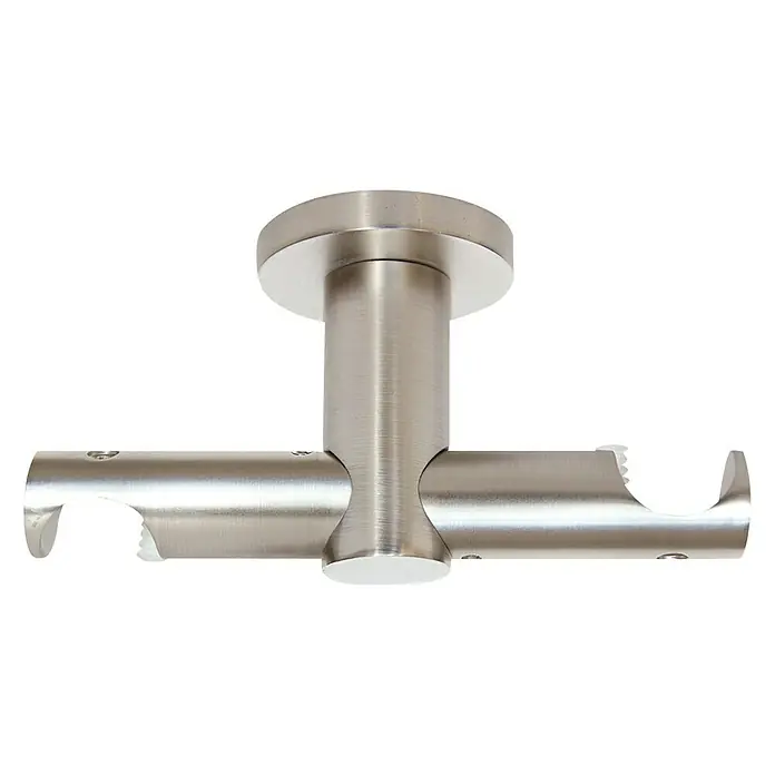 Expo Ambiente Deckenträger Urban - Edelstahloptik, Geeignet für: Gardinenstangen Ø 20 mm, Anzahl Läufe: 2 Stk. - Deckenhalterung für zwei Gardinenstangen in gebürstetem Nickel. Elegante und praktische Lösung für Fensterdekorationen.