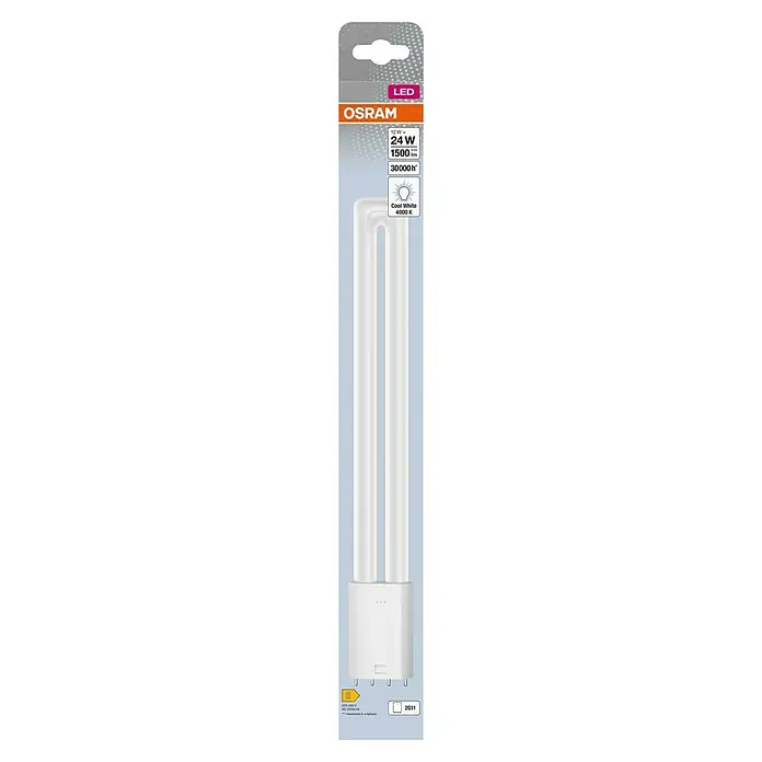 Osram Dulux LED-Röhre Dulux L - 12 W, 4,4 cm, Kaltweiß, 1.500 lm - Das Bild zeigt eine Osram LED-Lampe mit 24W, 1500 Lumen und einer Lebensdauer von 30000 Stunden. Die Lampe gibt ein kaltweißes Licht mit 4000K ab.