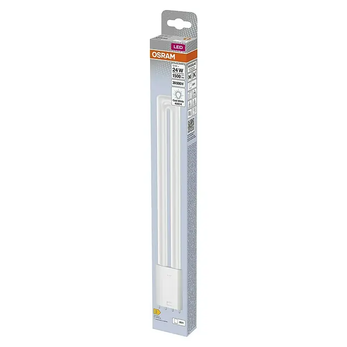 Osram Dulux LED-Röhre Dulux L - 12 W, 4,4 cm, Kaltweiß, 1.500 lm - Das Bild zeigt eine Osram LED Lampe, 24W, mit 1500 Lumen und 4000K Farbtemperatur in der Verpackung.