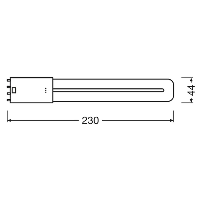Osram LED-Röhre Dulux L - 8 W, 4,4 cm, Kaltweiß, 1.000 lm - Abbildung einer UV-Lampe mit Maßangaben.