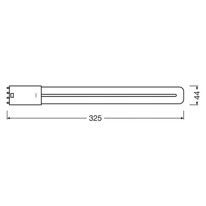 Osram Dulux LED-Röhre Dulux L - 12 W, 4,4 cm, Kaltweiß, 1.500 lm - Abbildung einer UVC Lampe mit den Maßen 325 mm Länge und 44 mm Breite zur Desinfektion.