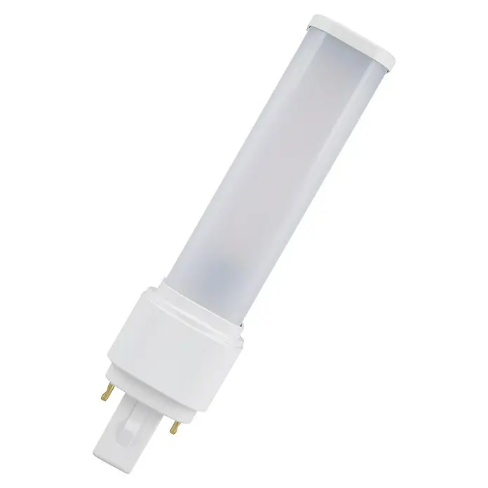 Osram Dulux D LED-Röhre - 5 W, Warmweiß, 540 lm - Nahaufnahme einer Kompaktleuchtstofflampe. Energiesparende Beleuchtung für den Innenbereich, ideal für Büros und Wohnräume.