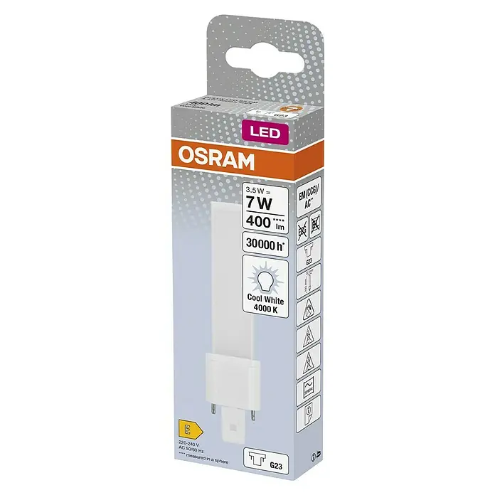 Osram LED-Röhre Dulux S - 3,5 W, 3,23 cm, Kaltweiß, 400 lm - Die Osram LED-Lampe in der Verpackung, 7W Leistung, 400 Lumen Helligkeit und kühlem, weißem Licht (4000K) für eine lange Lebensdauer.