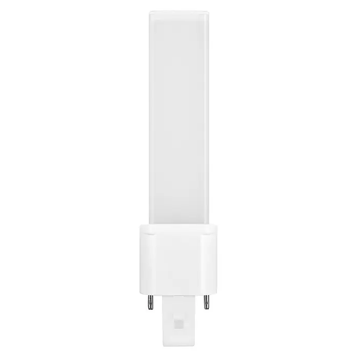 Osram LED-Röhre Dulux S - 3,5 W, 3,23 cm, Warmweiß, 360 lm - Produktabbildung einer weißen Kompaktleuchtstofflampe mit Stecksockel, ideal für den Einsatz in Leuchten mit G24d-Fassung.